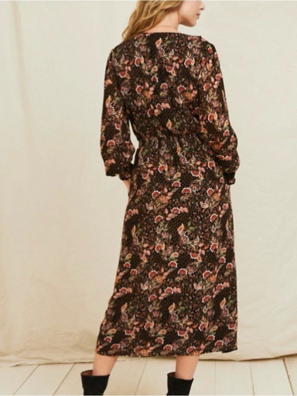 Garnet Hill Floral Cottagecore Ruffle Crepe Dress Womens Size Small - Picture 2 of 12